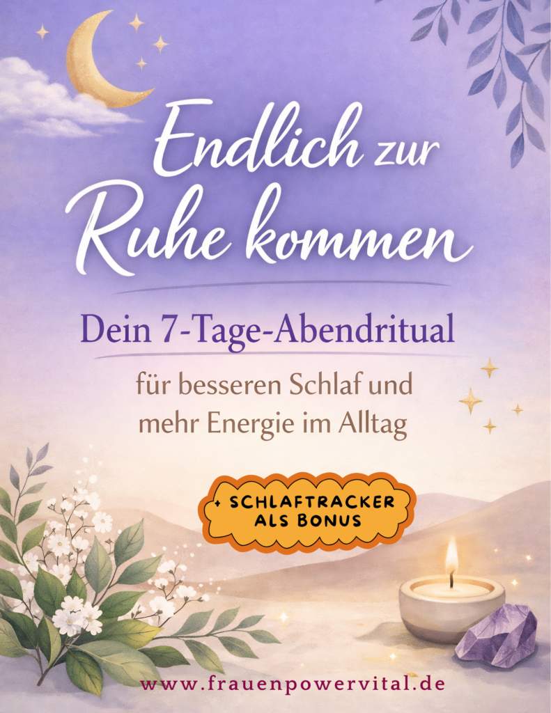 Cover des 20-seitigen E-Books Endlich zur Ruhe kommen - Dein 7-Tage-Abendritual für besseren Schlaf und mehr Energie im Alltag